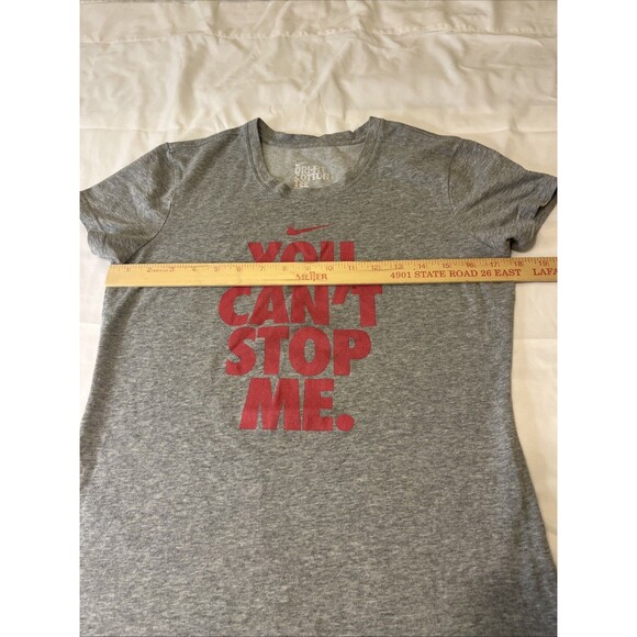 Nike Dri Fit Cotton Tee Women’s Med Grey Pink You Can’t Stop Me T Shirt - Picture 5 of 12